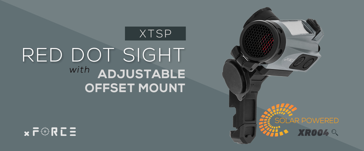 xFORCE SOLAR POWER XTSP RED DOT SIGHT WITH ADJUSTABLE OFFSET MOUNT